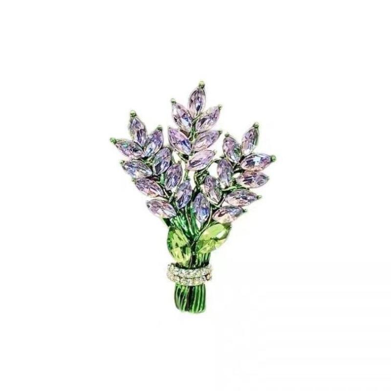 Exquisite Purple Lavender Brooch Women's Brooches Crystal Rhinestone Bouquet Pins Clothing Coat Jewelry Gift