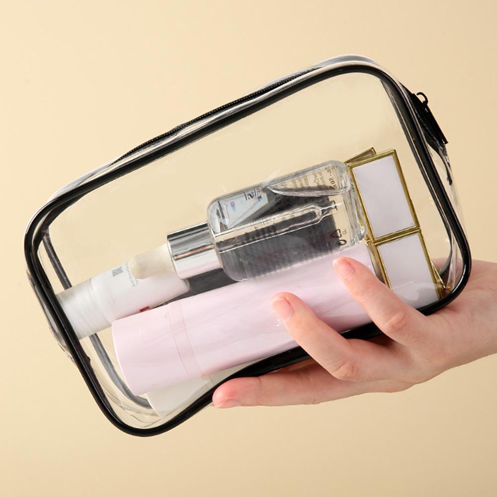 15 X 10 X 7cm Travel Toiletry Bag Thick PVC Cosmetic Organizer Waterproof Dustproof Zipper Storage Pouch