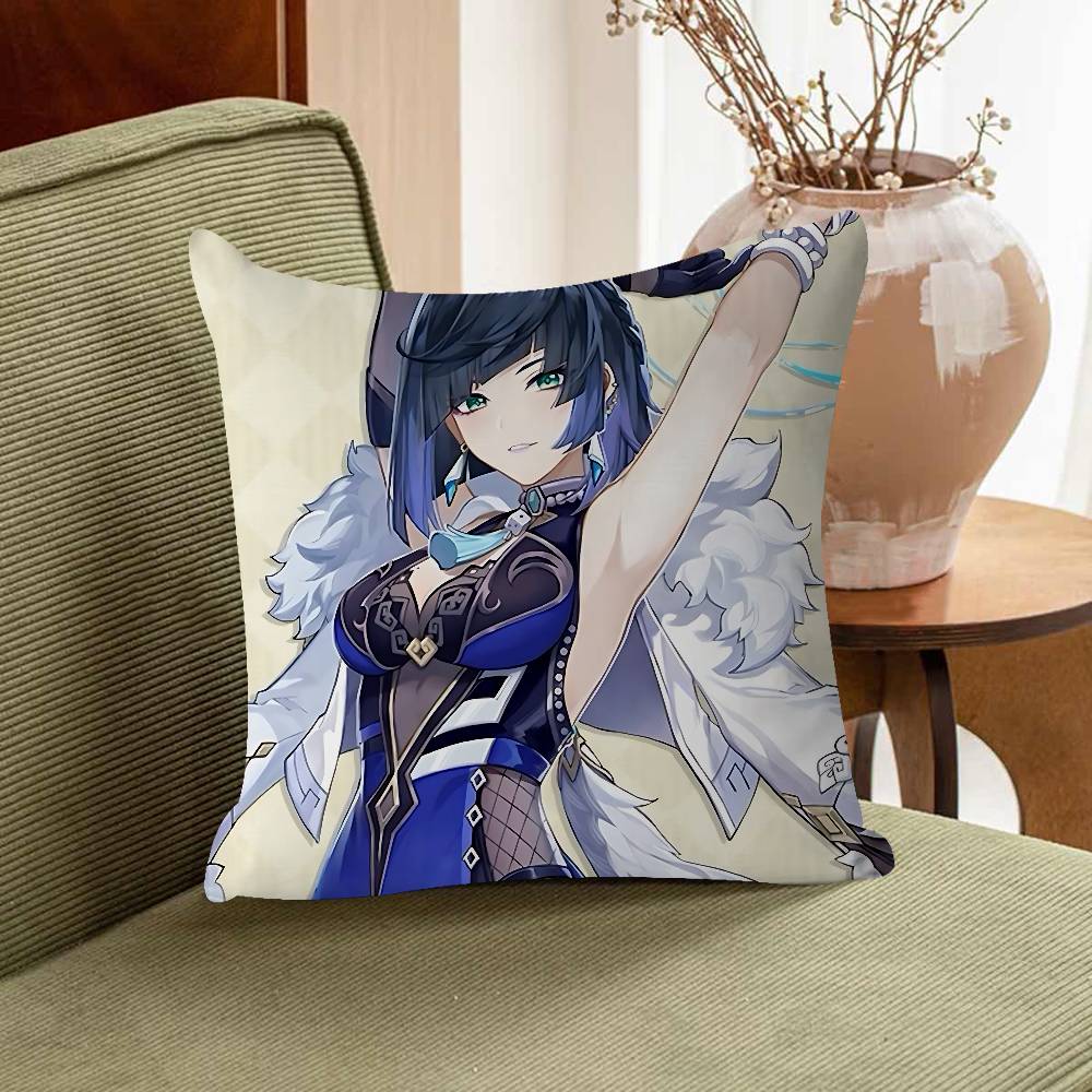 

Yelan Anime Decorative Room Aesthetics Pillow Case Home Decor Bedroom Sofa Bed Couch Pillow Cover 45x45 16x16Inch