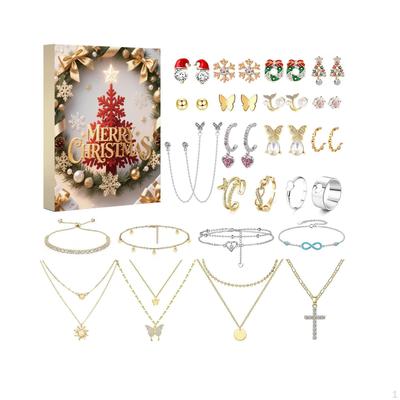 Jewelry Advent Calendar Christmas Surprise Gift Bracelet Necklace Rings Earrings