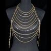 Stylish Women Rhinestones Chest Chain Necklace for Beach and Nightclub Outfits Layered Halter Neck Body Jewelry Crop Top