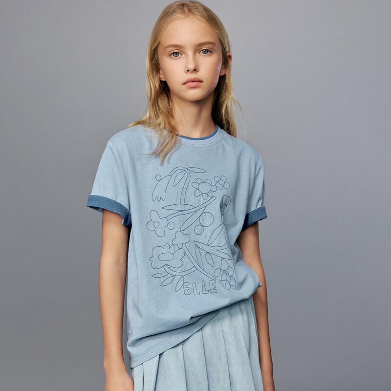 ELLE KIDS Girls  Embroidered Short-Sleeve T-Shirt 130