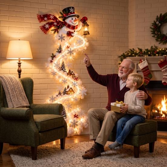 Sıcak Atmosfer Işıkları Noel Büyüsü İz Duvar Lambası, Tren Ağaç Yıldız LED Akışlı Tatil Dekorasyonu Beyaz Işıltı ile, Yaşam Alanı İçin Su Geçirmez
