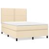 3141702 vidaXL Lit à sommier tapissier avec matelas Crème 140x200 cm Tissu