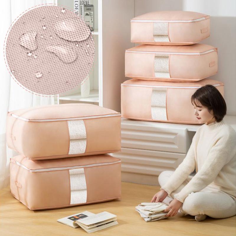 1/3pcs Foldable Storage Bag Big Capacity Wardrobe Closet Organizer for Pillow Quilt Blanket Storage Non-Woven Clothing Organizer