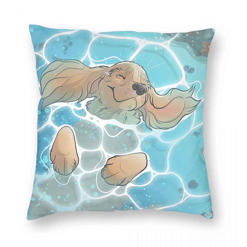 Gicky Swimming Summer Square Pillowcase Polyester Linen Velvet Pattern Zip Decor Bed