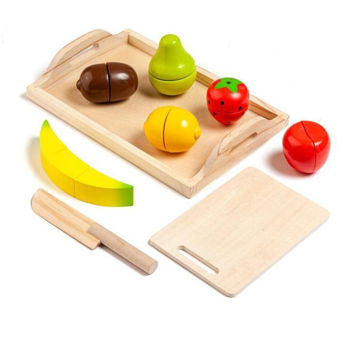 Jeu De Fruits En Bois - MOLTO - Fruit Set - Mixte - Enfant - 3 Ans - 8 Fruits Prédécoupés Et Un Plateau - Bois
