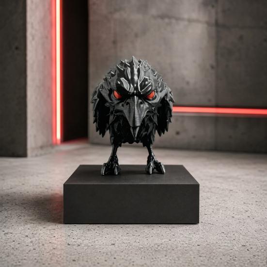 3D Printed Dark Crow Figurine, Spooky Raven Statue Sculpture, Realistic Miniature Bird Ornament for Halloween Home Office Decoration