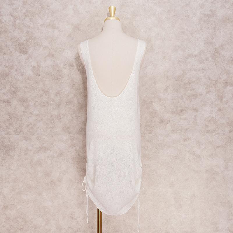 Sexy Sleeveless Open Back Bikini Cover-ups White Crochet Tunic Summer Beach Dress Women Beach Wear Swim Suit Cover Up