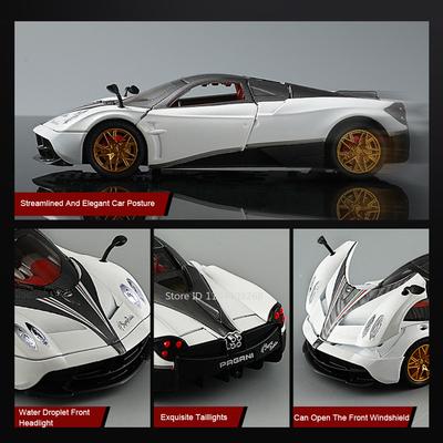 Scale 1:24 Pagani Huayra BC Roadster Car Model Toy Metal Diecast Supercar Sound Light Collection Models Hobby Ornaments Presents