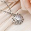 Mode Roséguldfärg Runda Kubiska Zirkonia Blommor Hängande Örhängen Smyckesset För Kvinnor Hängsmycke Halsband