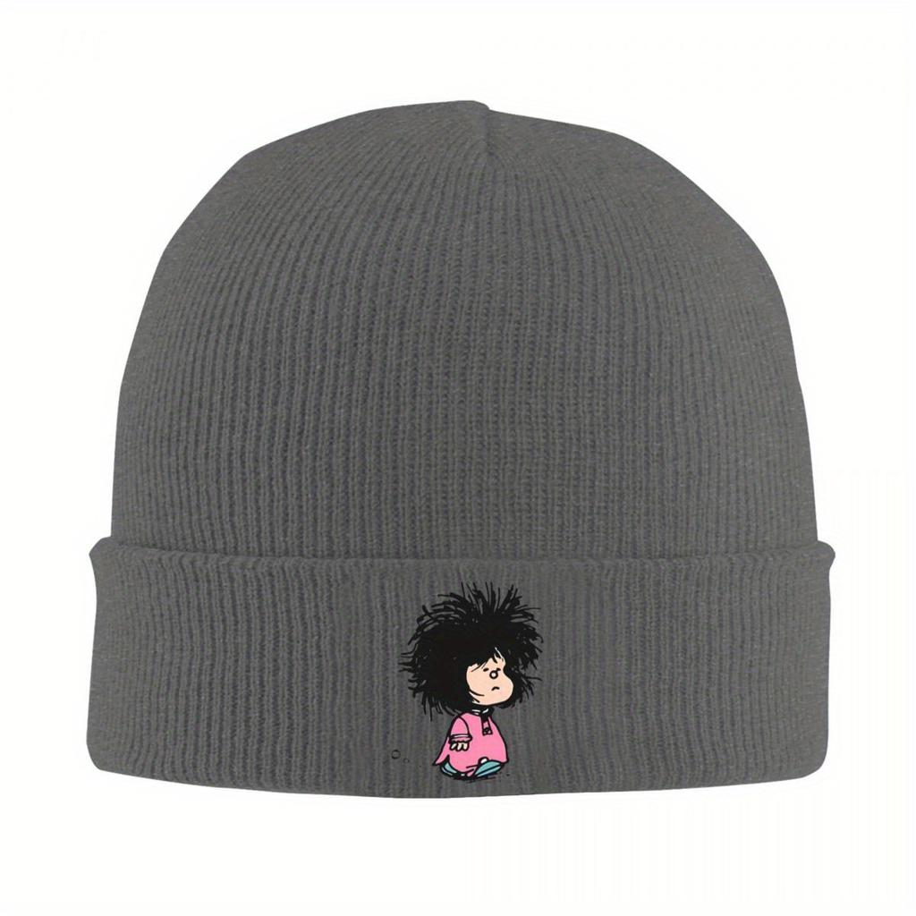 Mafalda With Disheveled Hair Knitted Hat Beanies Autumn Winter Hats Warm Color Anime Cartoon Cap for Men Women