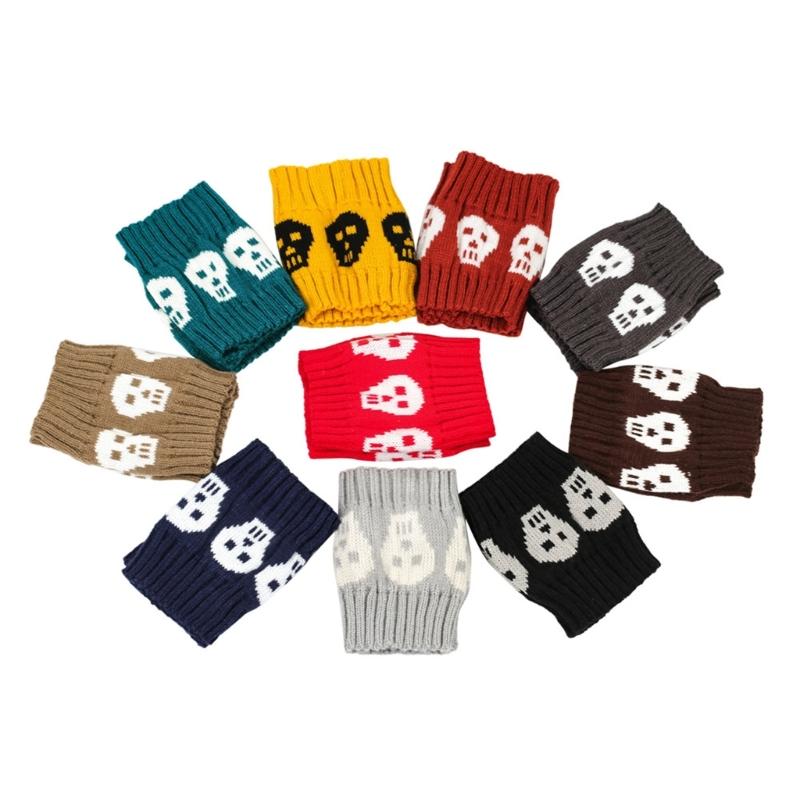 Lolitas Leg Warmers Punk Skull Knitted Leg Sleeves Goth Baggy Cuffs Ankle Heap Socks JK Uniform Foot Cover Streetwear