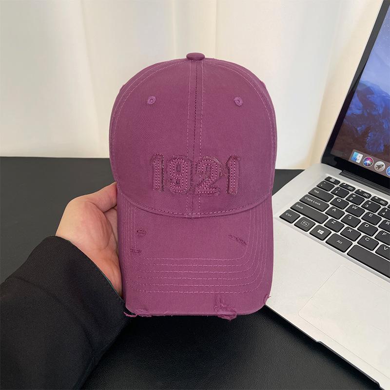 Alphabet Patch Baseball Cap Women's Spring Summer Vintage Washed Hole Sun Hat Outdoor UV Protection Cap Men