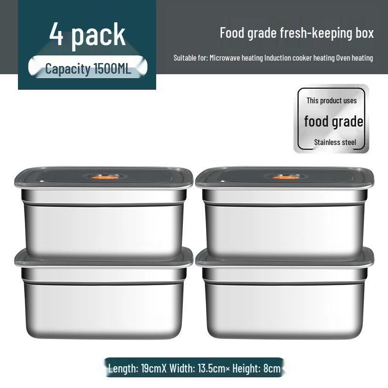 Stainless Steel Food Storage Box with Lid - Square Tray Lunch Container for Office Workers