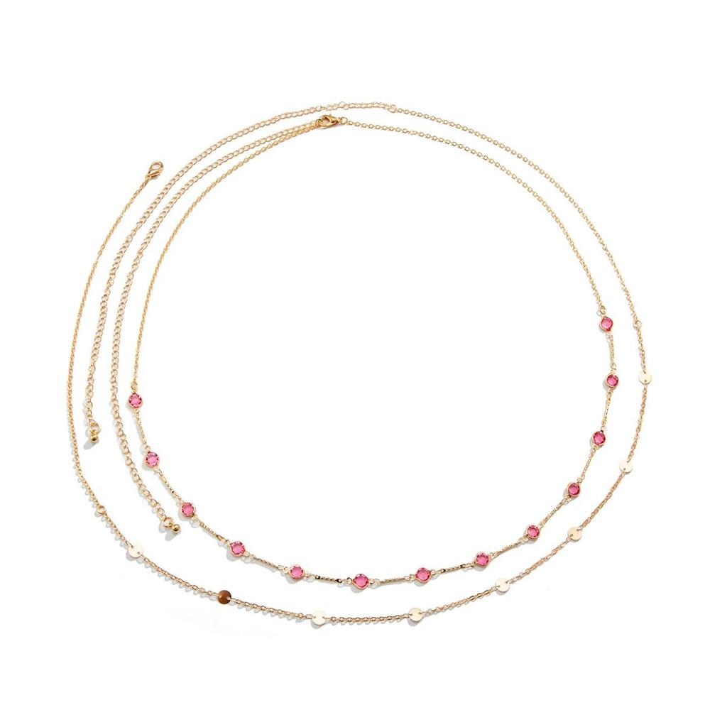 2Pcs/Set Boho Rhinestone Sequins Belly Waist Chain for Women Sexy Bikinis Thin Chain Belt Body Jewelry Summer Beach Accessories