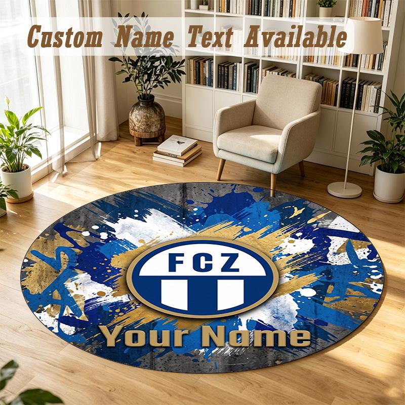 Round Rug Custom NameFC Zürich Pattern Non Slip Carpet Home Floor Decor