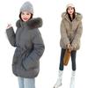 Large Fur Collar Belt Down Cotton Jacket for Women Winter Waist Belt Slimming Thick Sweet Coat
