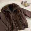 Men's Winter Mountain Eagle Faux Fur Collar Cotton Jacket - Warm, Thick, Loose-Fit Outerwear
