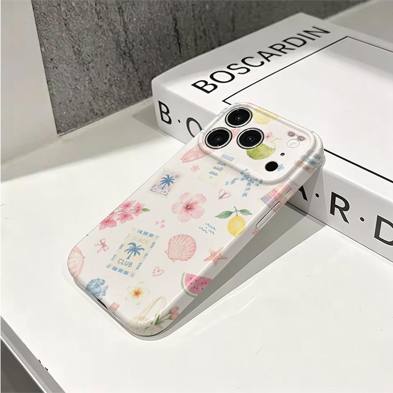 Coastal Beach Life Summer Club Pattern Art Graphic Film Aesthetic Protective Shockproof Bumper Phone Case Cover For iPhone 14 15 16 17 Pro Max Plus