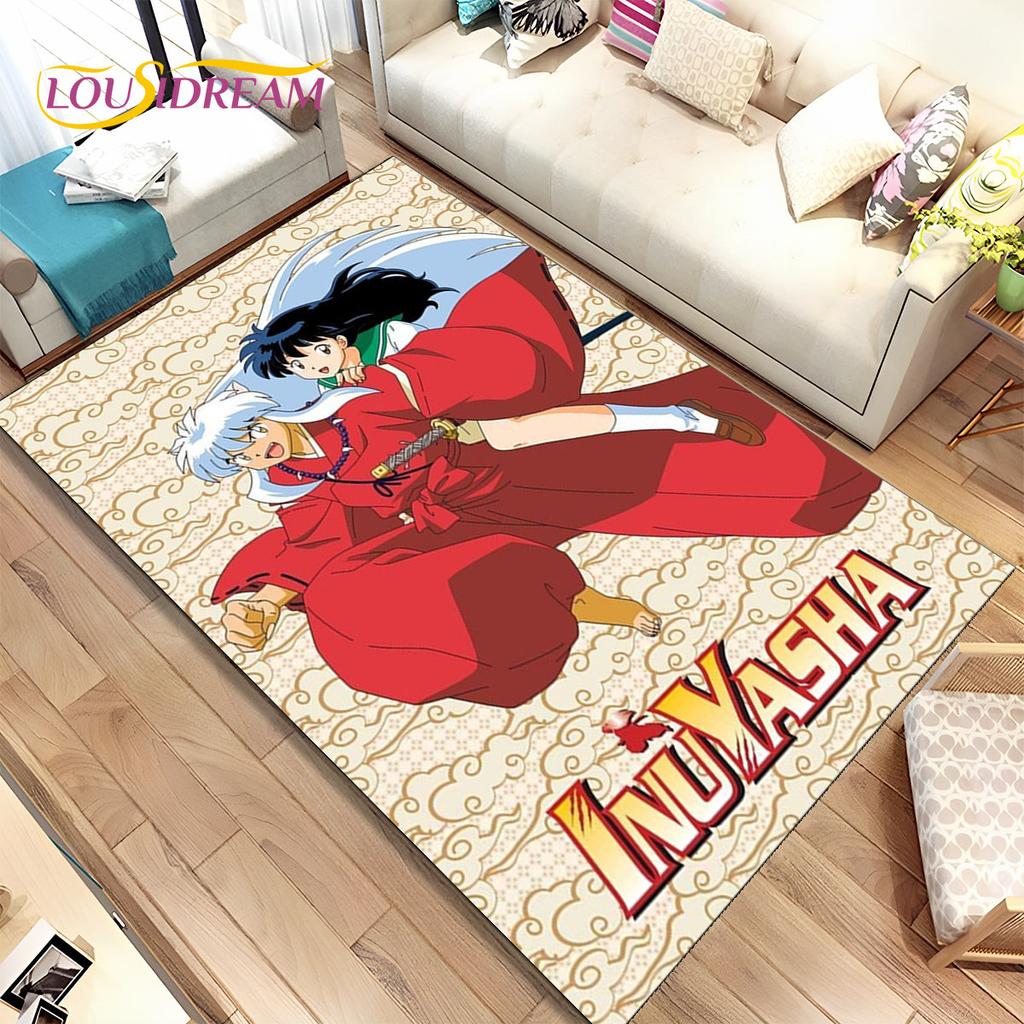 Anime Inuyasha Cartoon Area Rug Large,Carpet Rug for Living Room Bedroom Sofa Doormat Decoration,kids play Non-slip Floor Mat 3D
