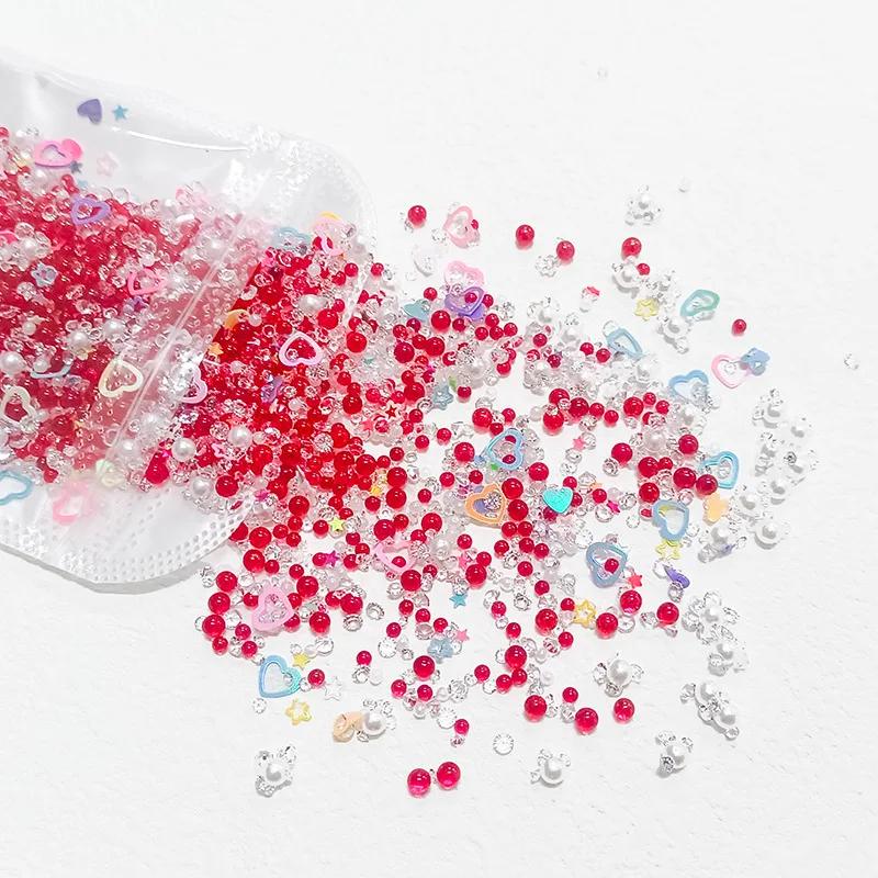 50g/Beutel Gemischte Harz Glitzernde Lochlose Perlen 2mm-7mm Strasssteine Schillernde Perlmuttfarbene Creme Imitation Blase Bastelzubehör