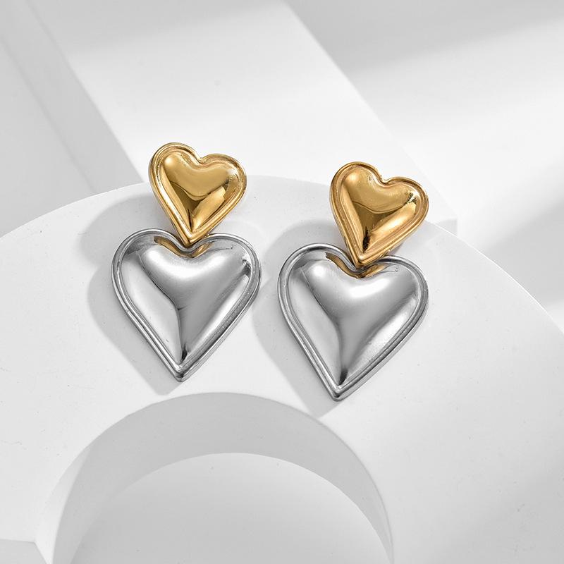 Elegant Personalized Double Heart Pendant Titanium Steel Necklace for Women