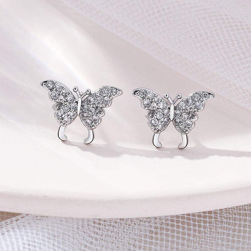 

Корейская версия Модный темперамент Ретро Милые Простые Маленькие Нежные Серьги-пусеты с бабочками Женские серьги