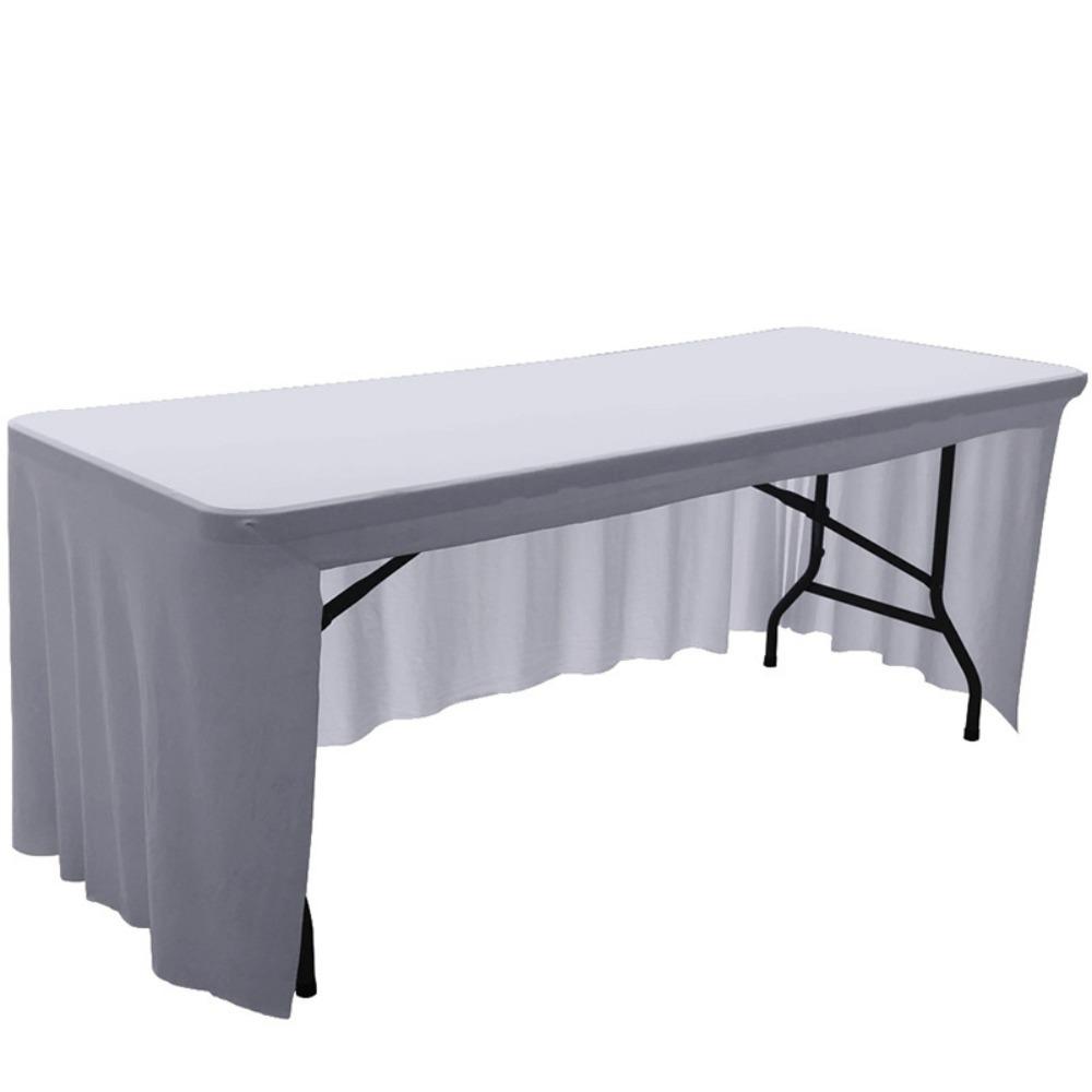 Simple Solid Color Spandex Stretch Tablecloth Rectangular Dustproof Table Cover Soft Washable Table Skirt Hotel
