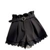 High-Waisted Black Lace A-Line Shorts for Petite Women - Pear-Shaped Slimming 2026 Summer Style