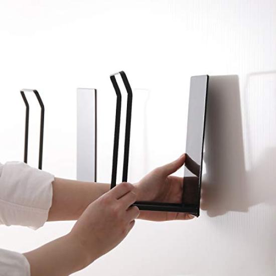 Yamazaki Jitsugyo Tower Magnetic Bath Lid Holder Black (Folding Type, 9943)