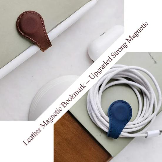 Yousheng 6 Pcs Magnet Faux Leather Bookmarks Multi Colors Magnet Clip Bookmarks Anti-slip Strong Magnet Book Markers Book Lover Accessories