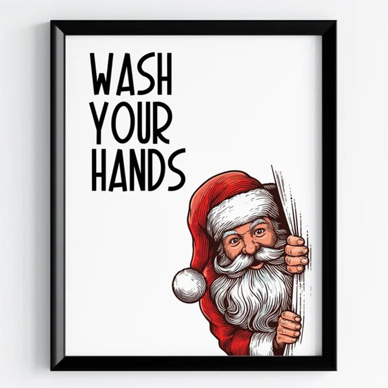 

Funny Christmas Bathroom Wall Decor | Christmas Bathroom Prints | Holiday Decor | Christmas Wall Art | Christmas Wall Art 21X30CMNo Framed