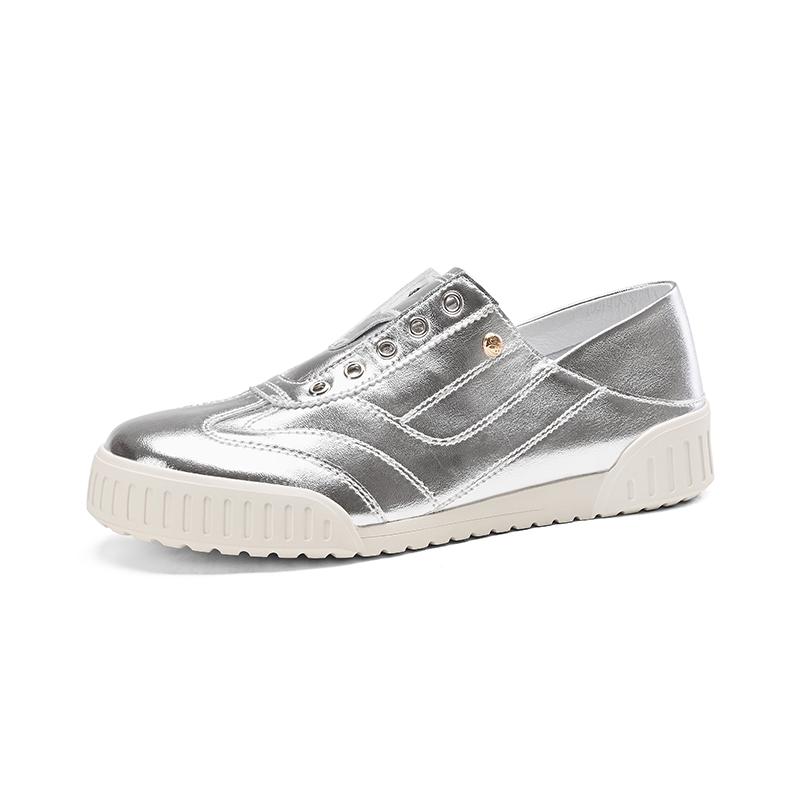 2024 Nové Dámské Kožené Tenisky Bílé Stříbrné Ploché Ležérní Boty Pohodlné Boty na Chůzi Vysoká Kvalita Dámská Sportovní Obuv