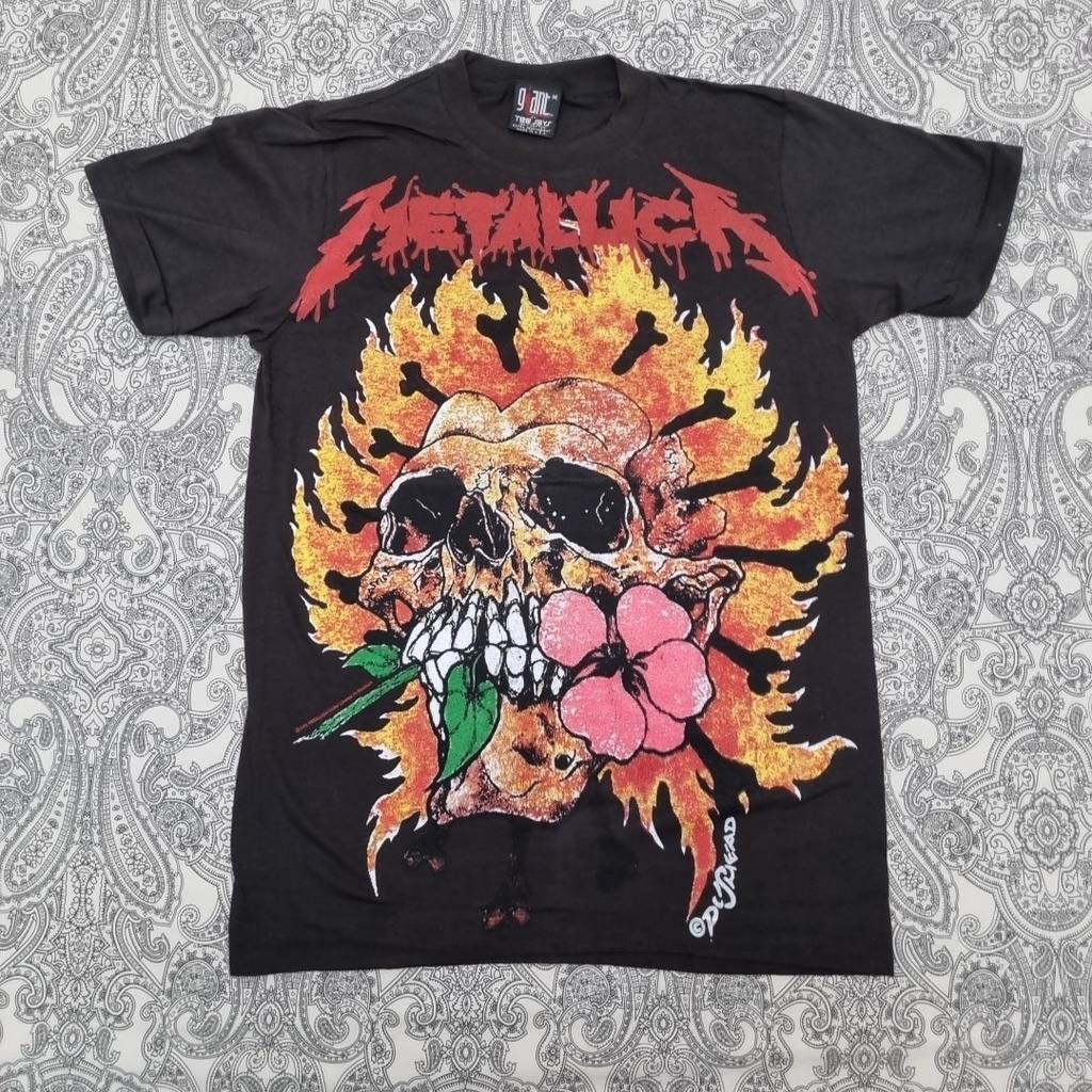 Metallica Flaming Pushead Band Tour T Shirt Mens Womens Tees Top Size Medium Graphic Print