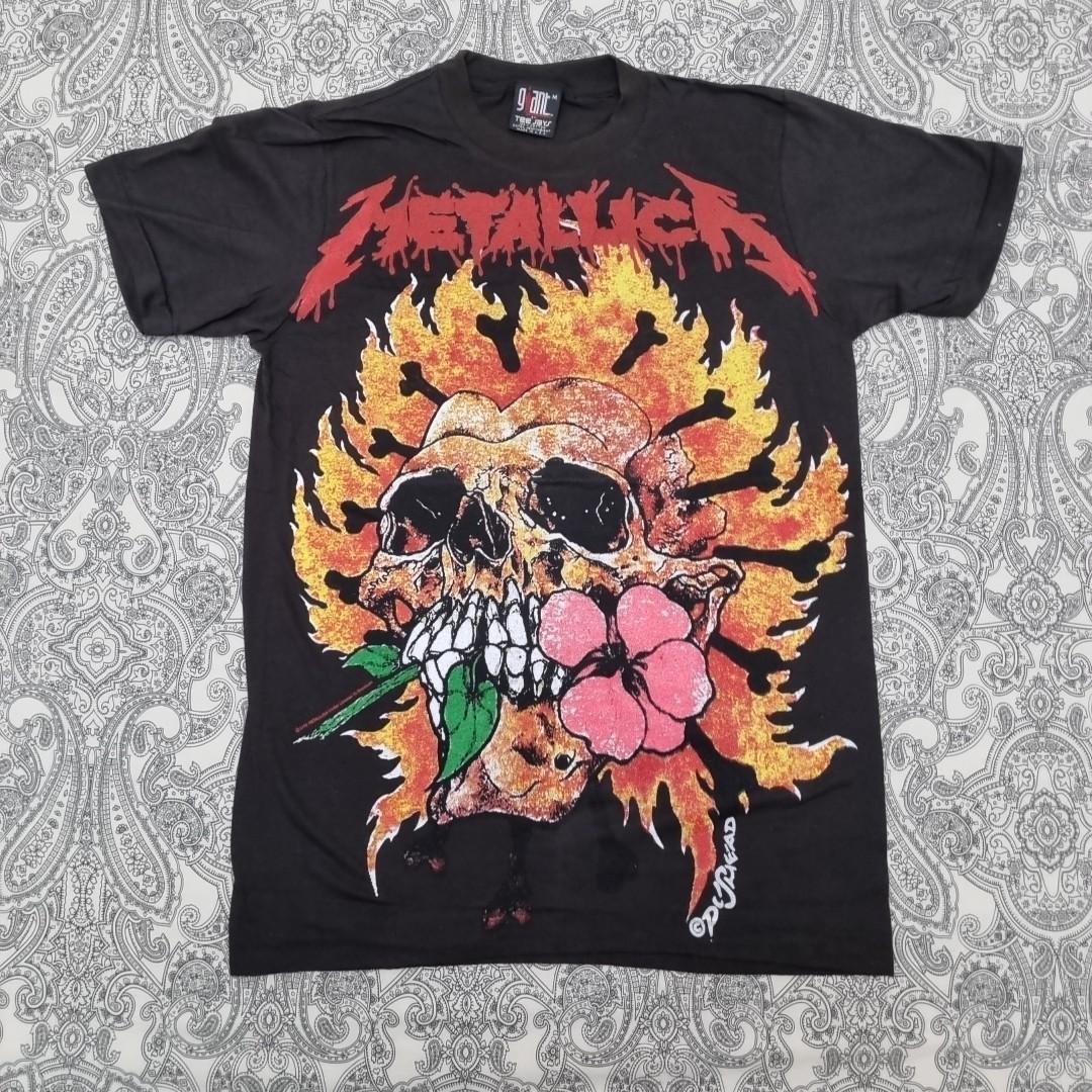 Metallica Flaming Pushead Band Tour T Shirt Mens Womens Tees Top Size Medium Graphic Print S