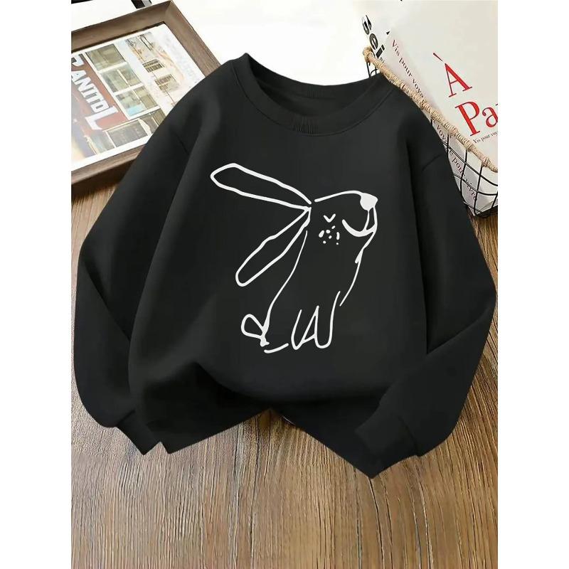 Girls' Crewneck Sweatshirt - Dog with Long Ears And Whiskers Machine Washable, Spring And Autumn