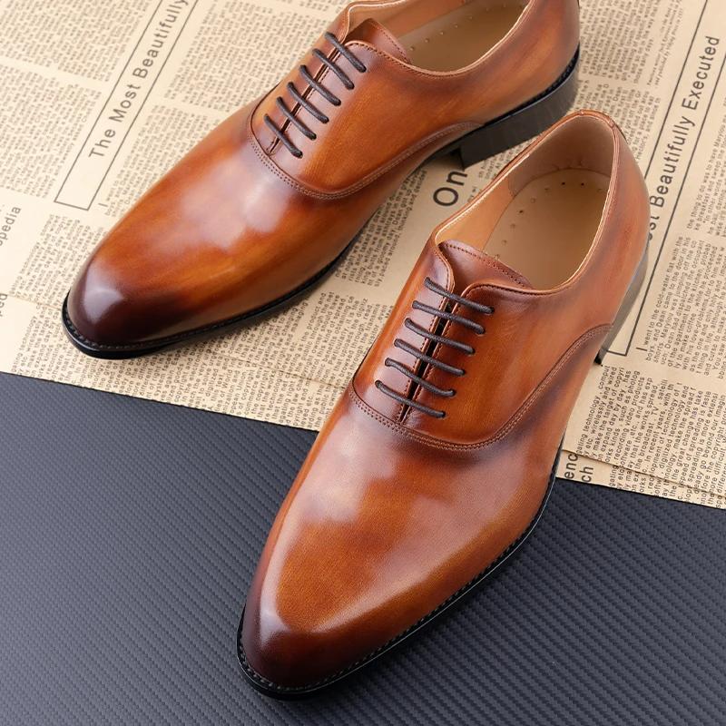 Fashion Elegant Men Leather Dress Shoe Sapato Social Masculino Party Office Suit Matches Comfortable Handcrafted Business Man's Footwear