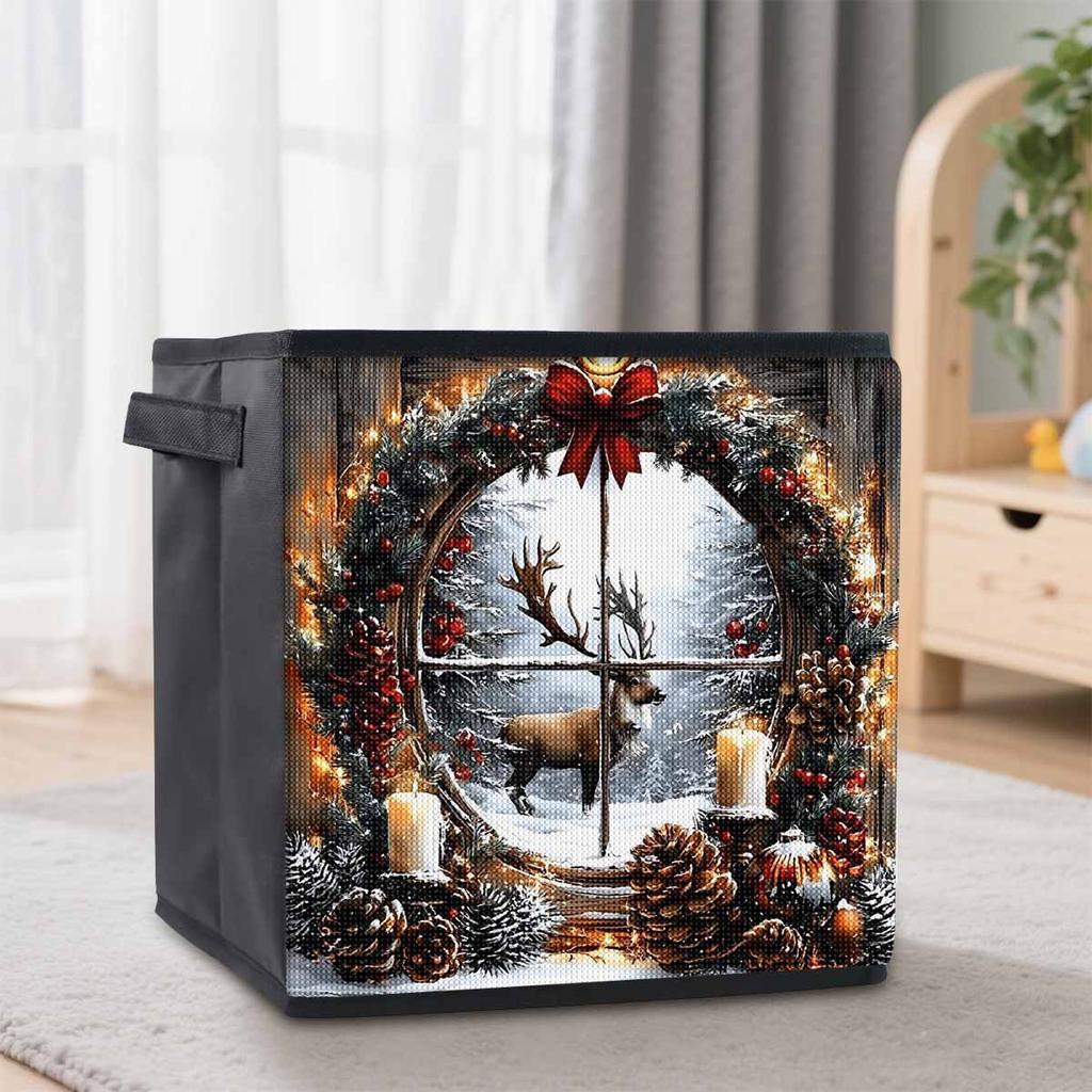 The Deer Outside The Window 5D Diamond Painting Storage Basket Full Round Drill Mosaic Diamond Embroidery Cross Stitch Kits Home Decor Home Decor
