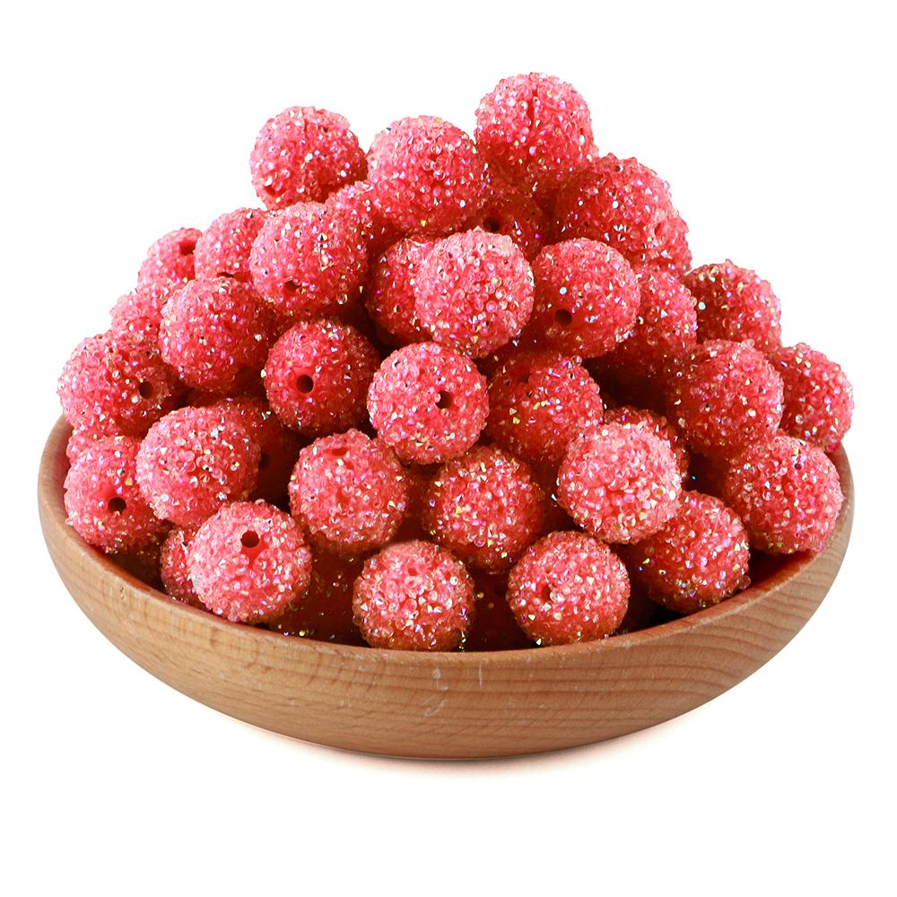 15Pcs 16MM Resin  Round Acrylic Beads Sugar Sand Pasting Process Fashion For Jewelry Making DIY Handmade Bracelets Accessories