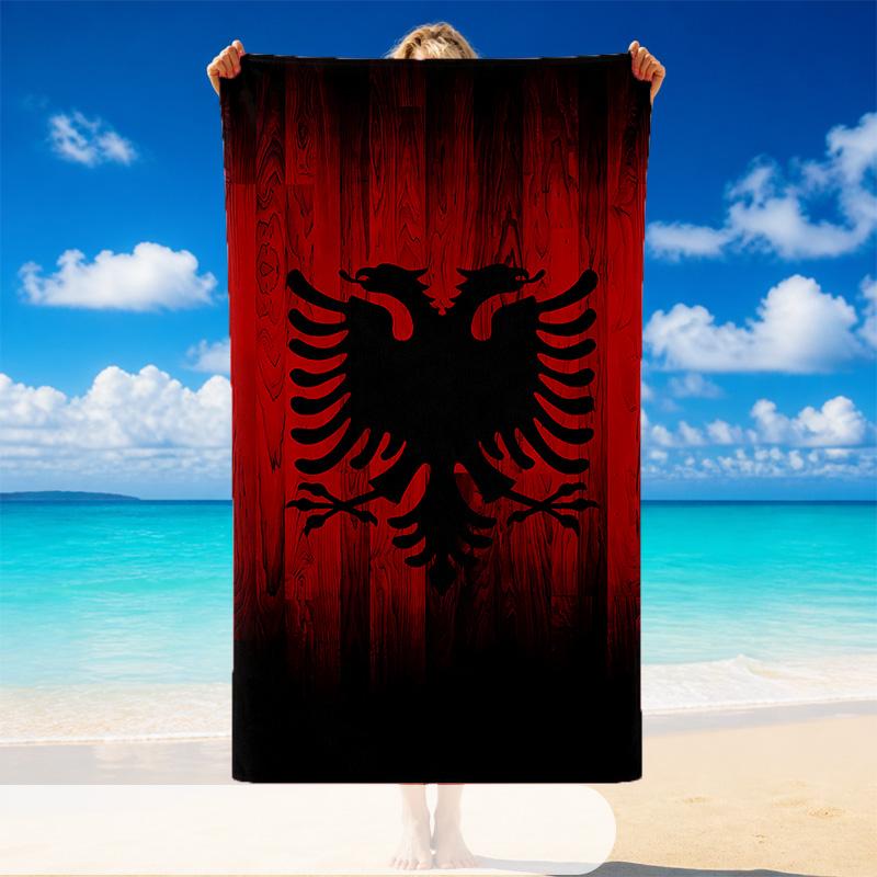 Quick Dry Beach Towel Albania Pattern, Lightweight Absorbent Towel for Pool Beach Vacation Use