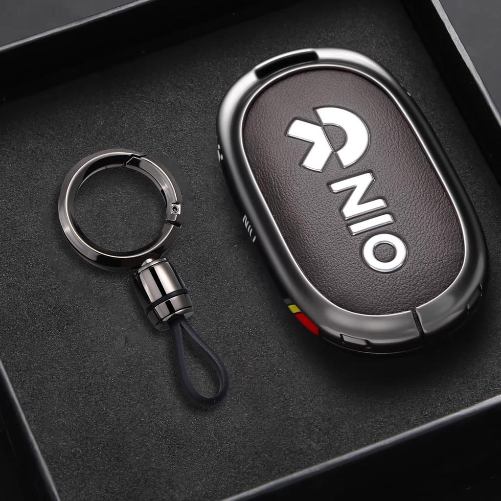 Car Key Case For Nio Et5 Et7 Ec7 Es7 Es6 El6 Es8 Accessories Remote Cover Shell Keychain Ring Holder Fob Zinc Alloy