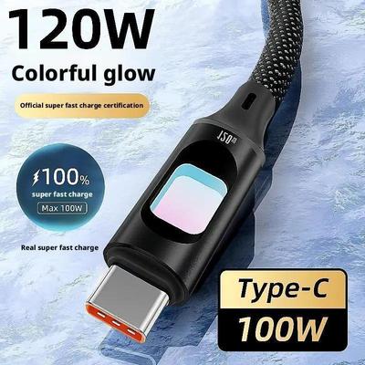 120W Colorful Luminous Data Cable C-Type Universal High Speed Data Transmission Cable