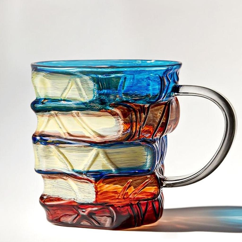 Book Coffee Mug Painted Book Coffee Cup Tea Mug Drinkware Tumbler Funny Decor Desk Accessories for Readers Women Librarian