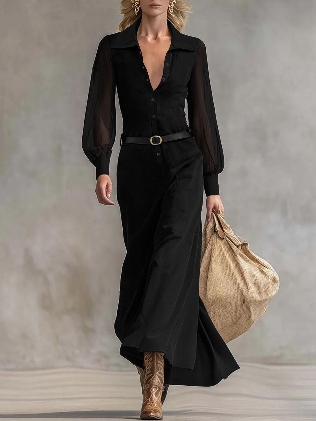 French Elegant Style Black Shirt Skirt