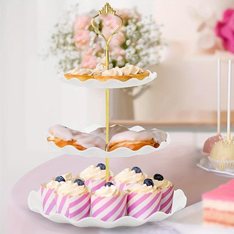1PACK three-layer cupcake holder, European ruffle or lace dessert tower tray for tea parties, proms and weddings