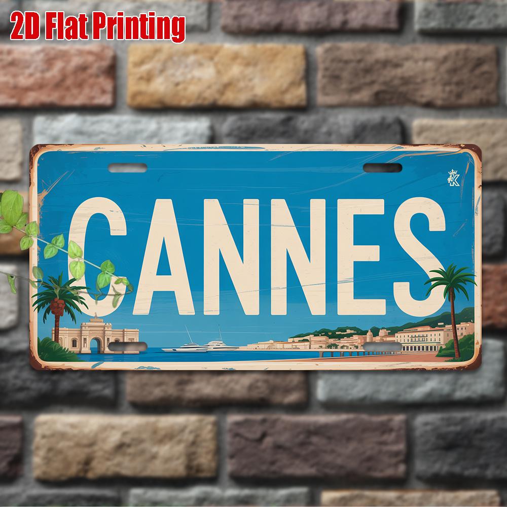 

D Flat pc Vintage Metal Sign for Decorative Use Only Decorative Plaques And Signs Cannes Aluminum Sign Coastal Decor 15x30cm(5.9x7.8inch)