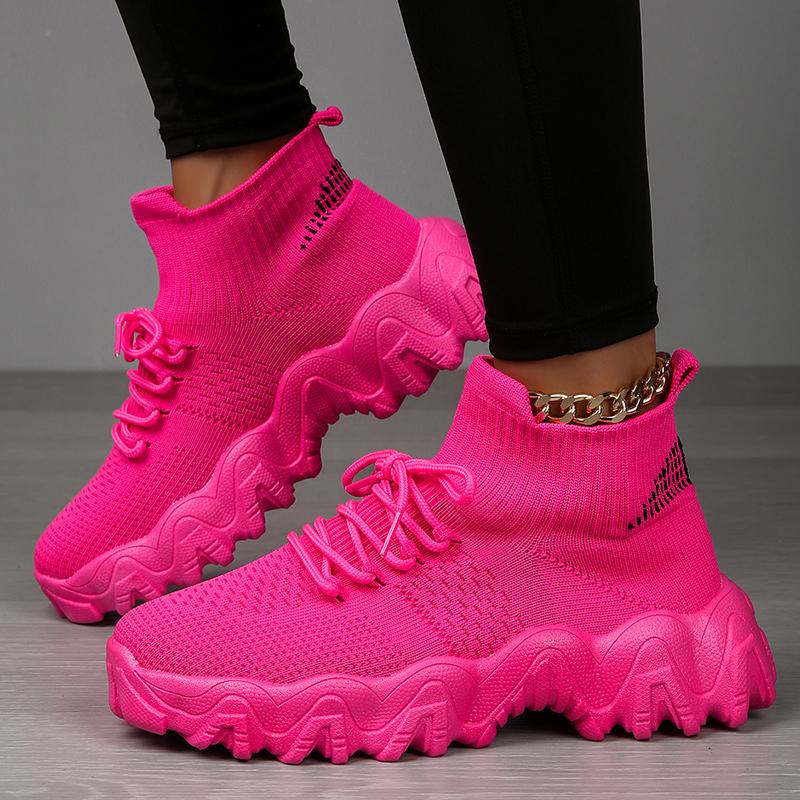 

Женские высокие носки, спортивная обувь, однотонные трикотажные рукава, дышащая обувь для ходьбы на открытом воздухе. 41