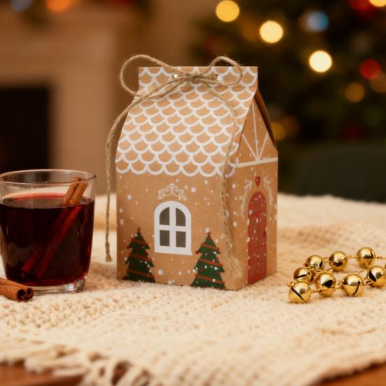 24 Pcs Christmas Cottage Gift Box 3D Pop Up House Shaped Gift Box Paper Treat Box for Holiday Party Favors Cookie Candy Packaging