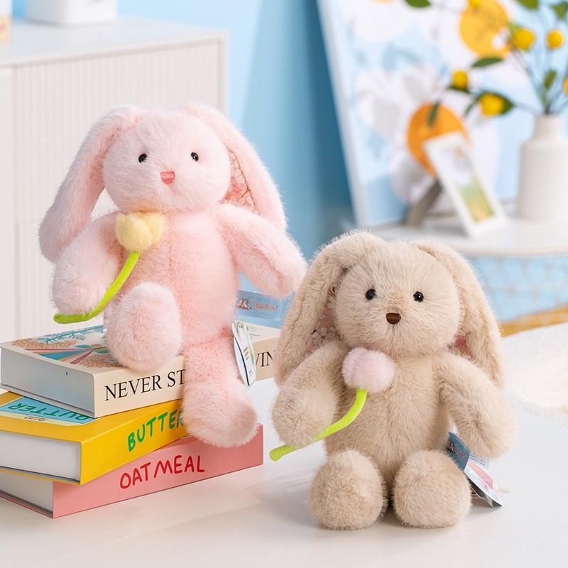 Doll Plush Rabbit Ornament With Flower Pattern For Romantic Gifts And Decor Room